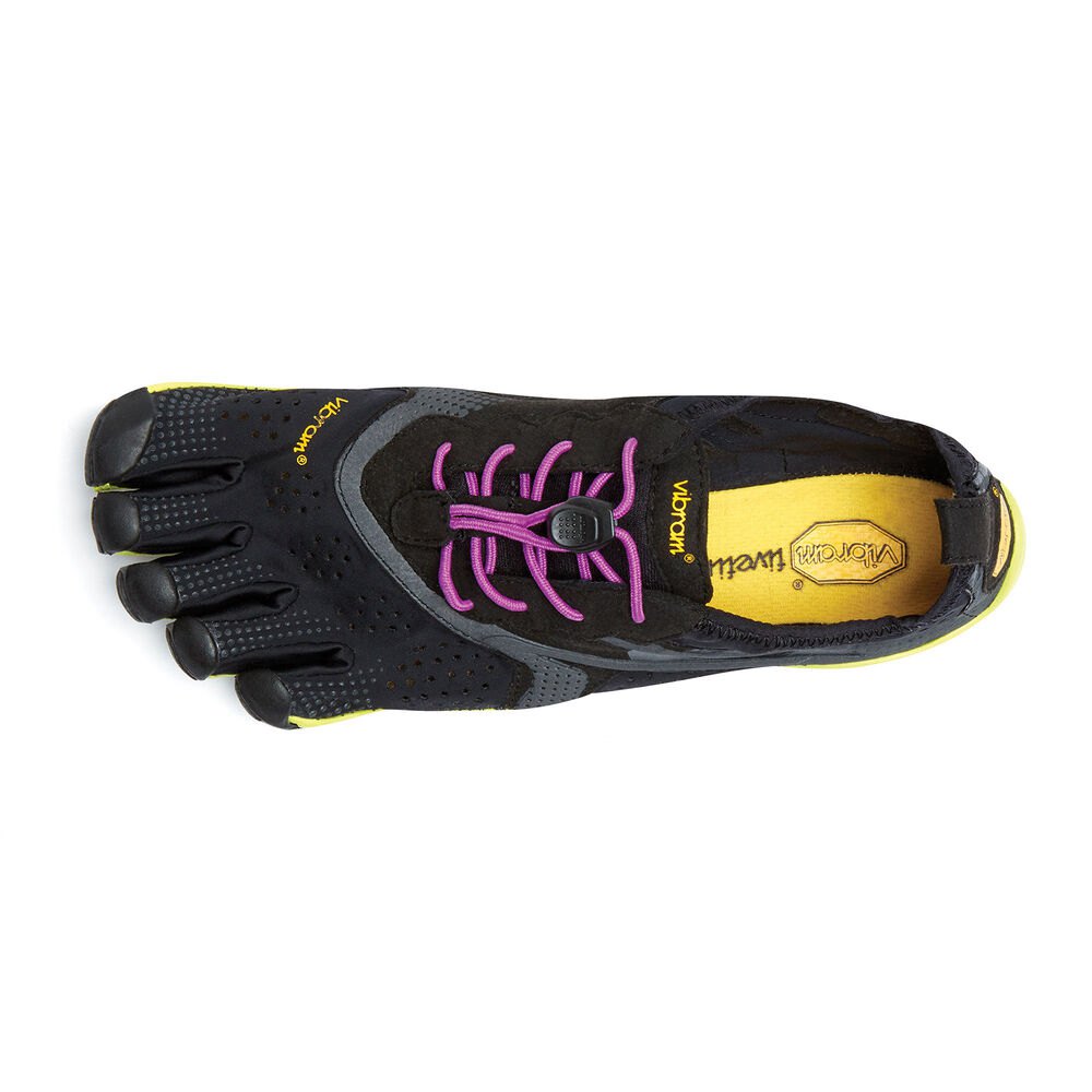 Vibram Five Fingers Womens V-Run - Hiking Shoes Black/Yellow/Purple - HUX641890